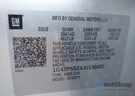 2018 Buick Lacrosse Essence z USA, uszkodzony, nr VIN 1G4ZP5SZ4JU136682